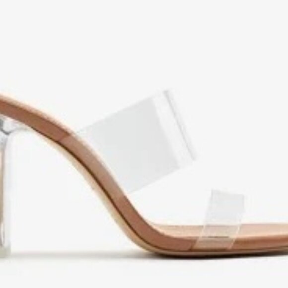 Zara Basic Collection clear strappy sandals with chunky lucite heel - Picture 2 of 8